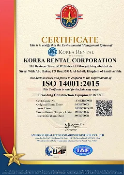 ISO 14001:2015 certificate